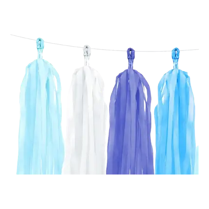 Blue tassel garland 12 pompons