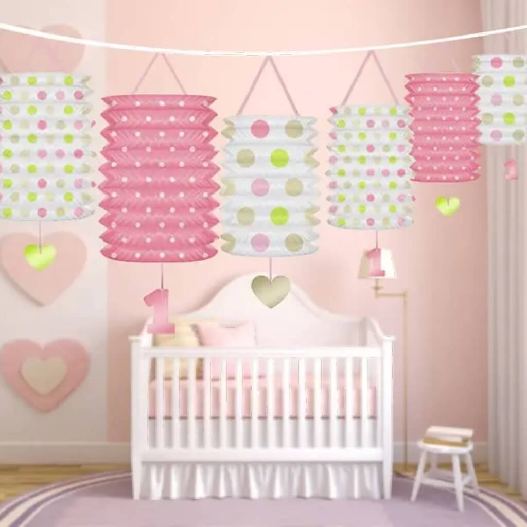 1 year old pink lantern garland