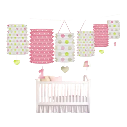 1 year old pink lantern garland