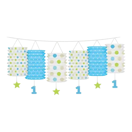 1 year old blue lantern garland