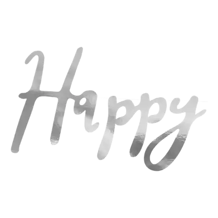 Happy Birthday Garland Silver