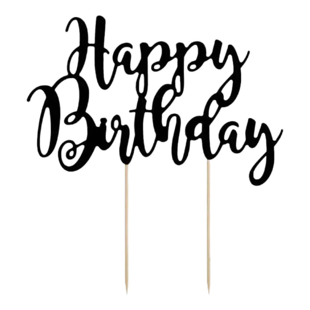 Happy Birthday cake decoration black