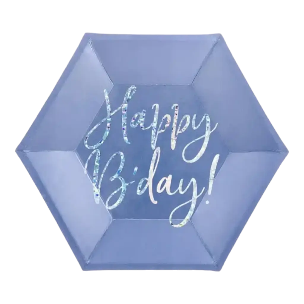 Blue paper plate Happy Birthday (Set of 6)