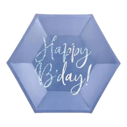 Blue paper plate Happy Birthday (Set of 6)