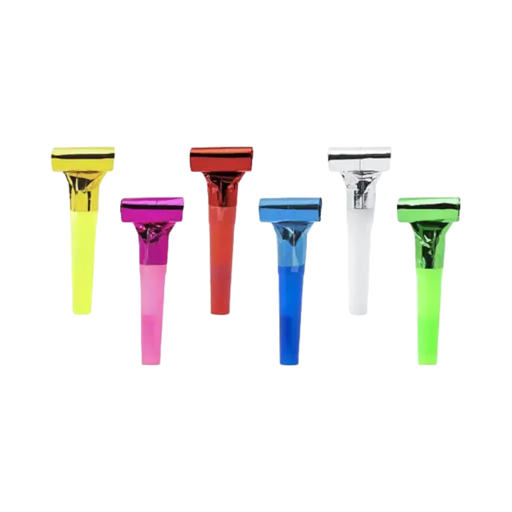 Pack of 6 Multicoloured Whistles