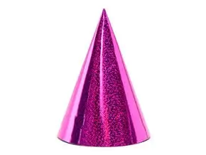 Pink Holographic Party Hat (Set of 6)
