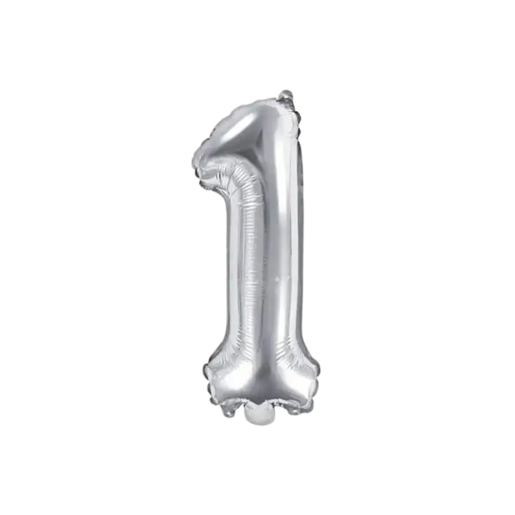 Birthday Balloon Number 1 Silver 35cm