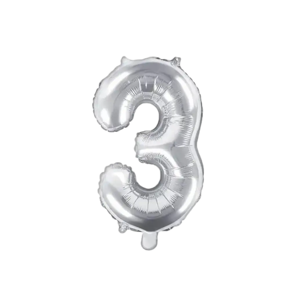 Birthday balloon number 3 Silver 35cm