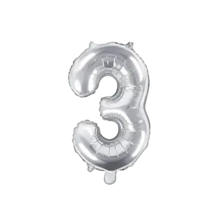 Birthday balloon number 3 Silver 35cm