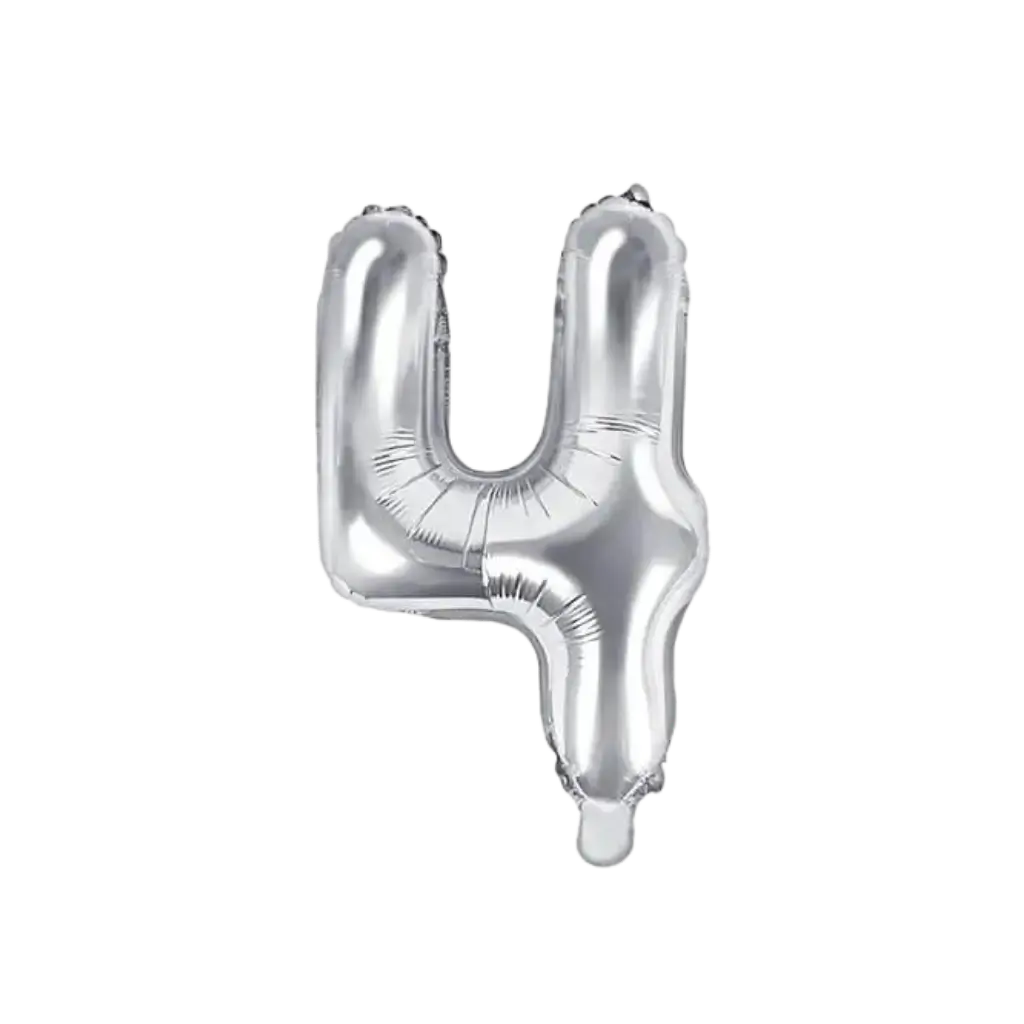 Birthday balloon number 4 Silver 35cm