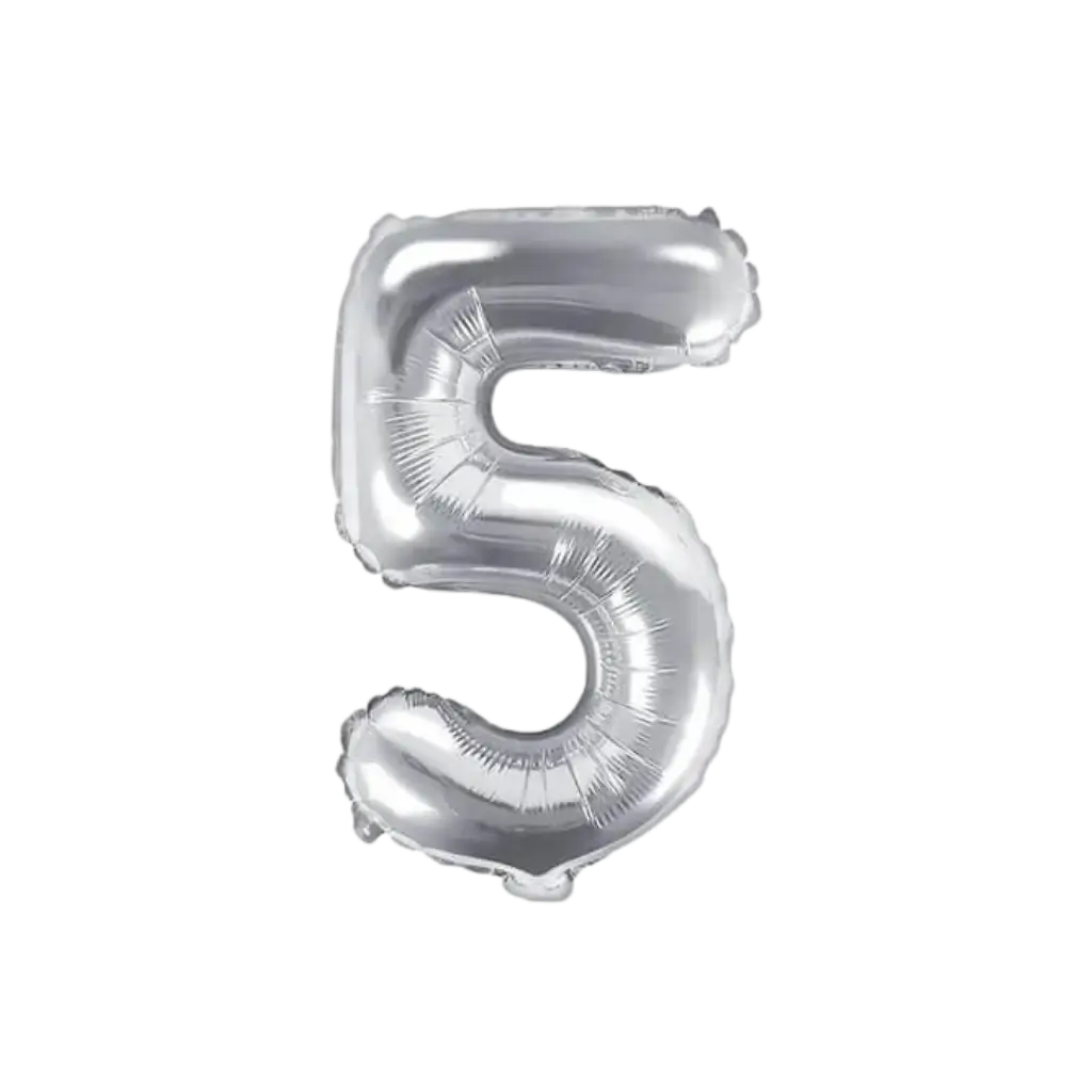 Birthday balloon number 5 Silver 35cm