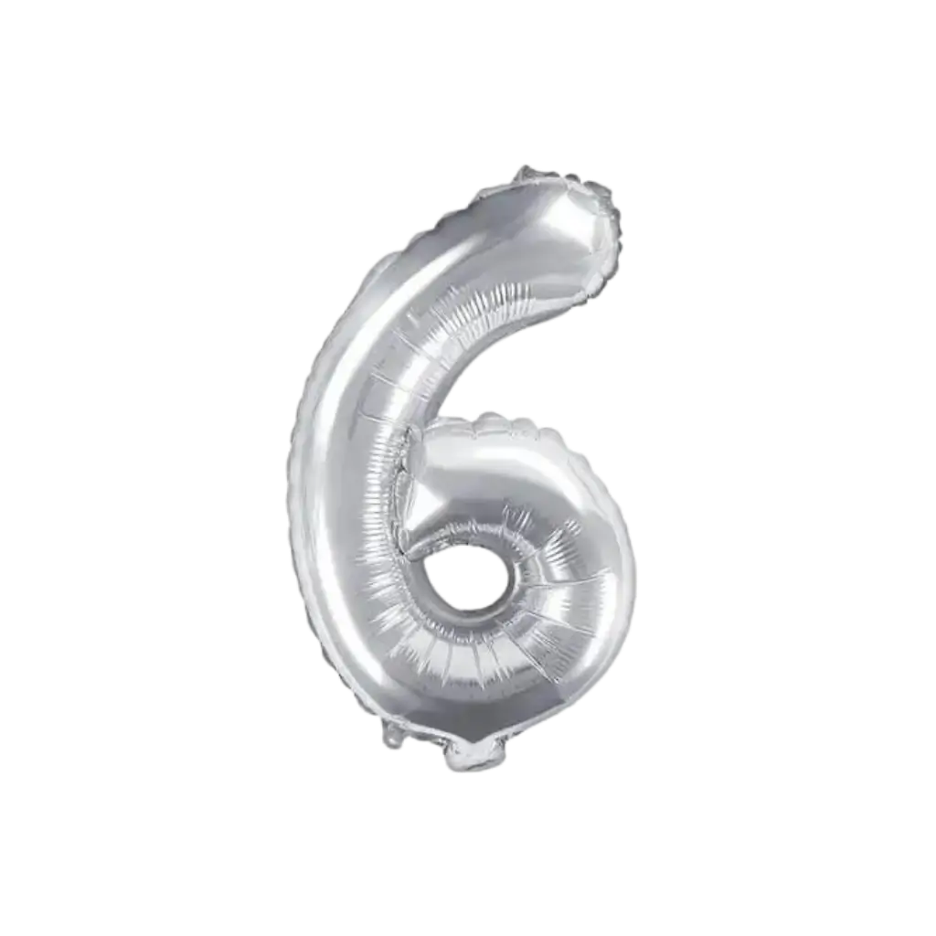 Birthday Balloon Number 6 Silver 35cm