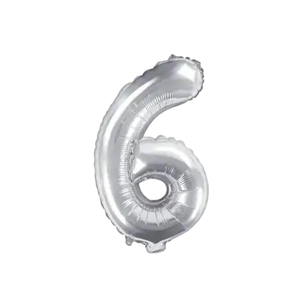 Birthday Balloon Number 6 Silver 35cm
