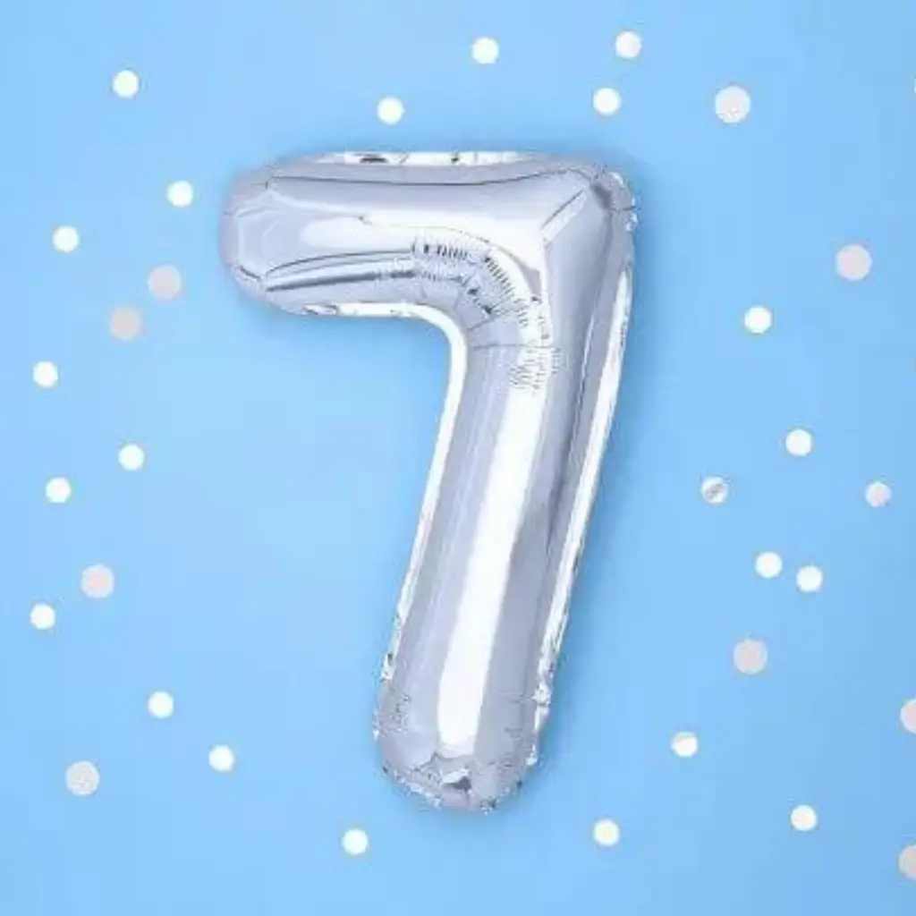 Birthday balloon number 7 Silver 35cm