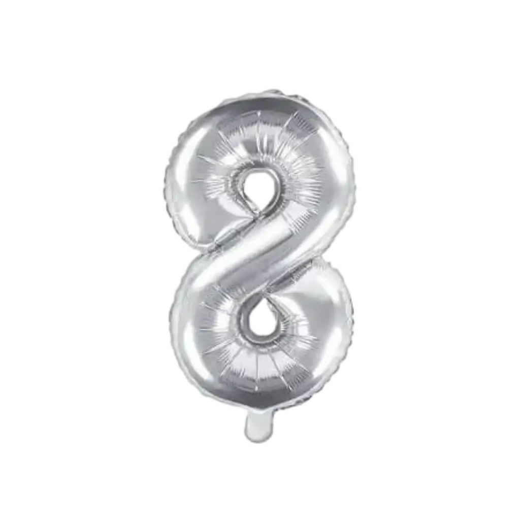 Birthday balloon number 8 Silver 35cm