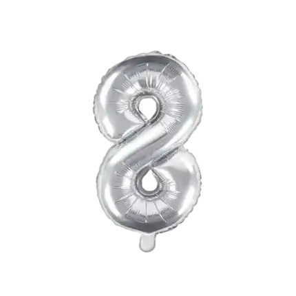 Birthday balloon number 8 Silver 35cm
