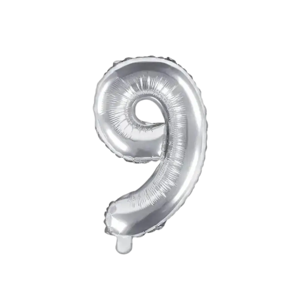 Birthday balloon number 9 Silver 35cm