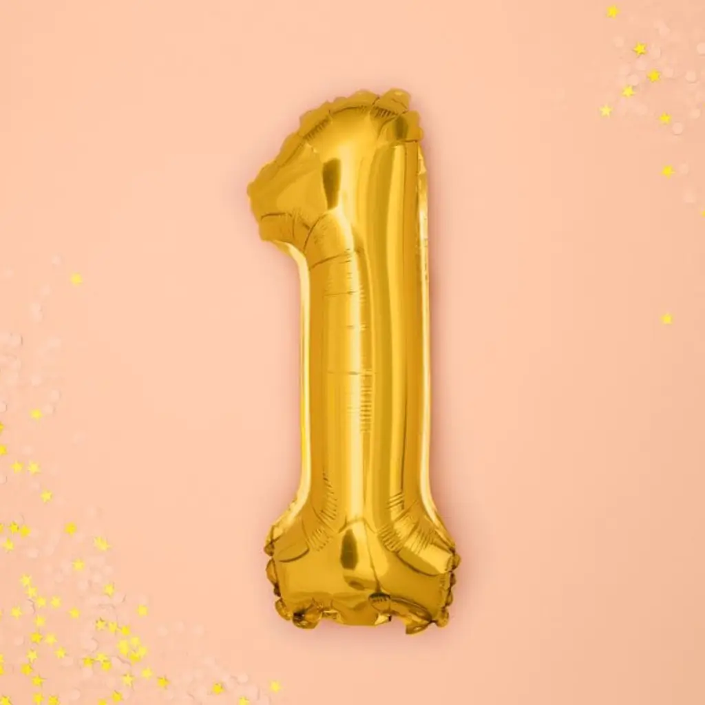 Birthday Balloon Number 1 Gold 35cm