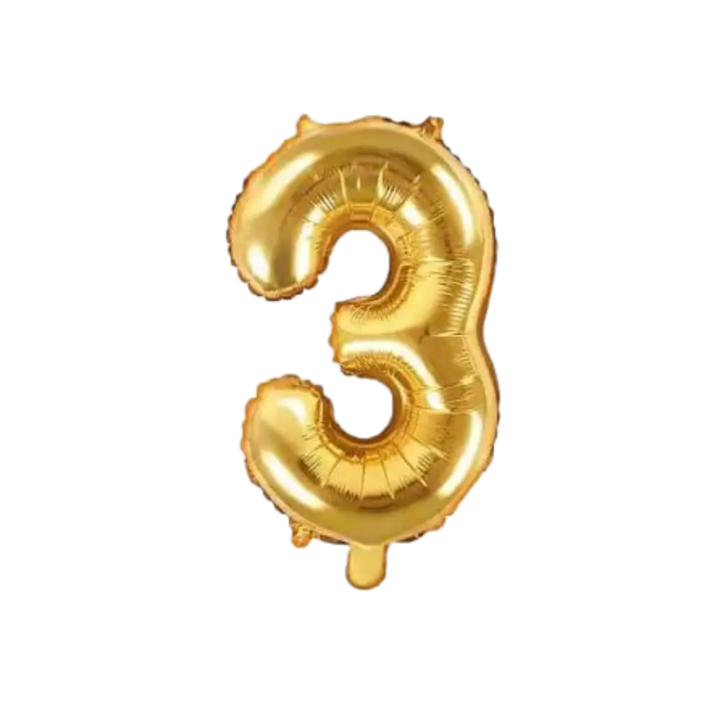 Birthday balloon number 3 Gold 35cm