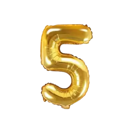 Birthday balloon number 5 gold 35cm