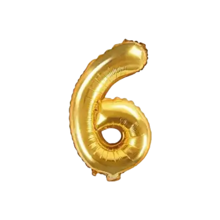Birthday Balloon Number 6 Gold 35cm