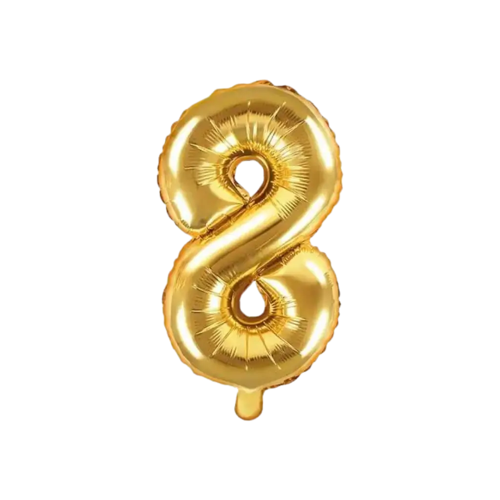 Birthday balloon number 8 gold 35cm