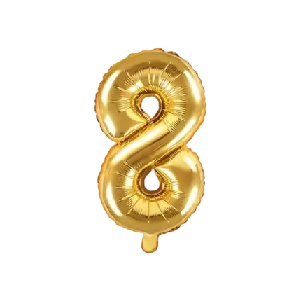 Birthday balloon number 8 gold 35cm