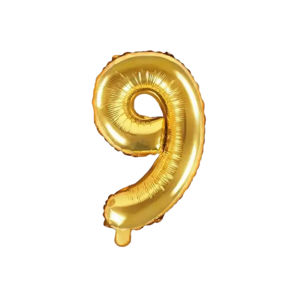 Birthday balloon number 9 gold 35cm