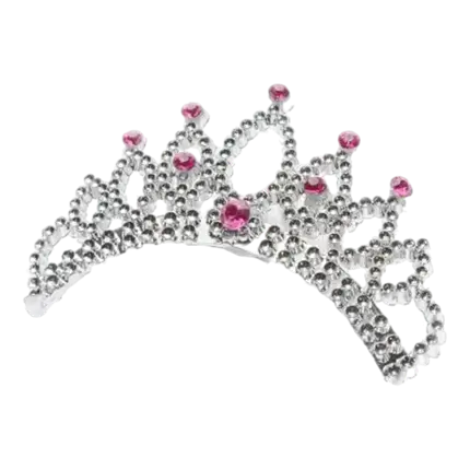 Silver Tiara Crown With White Veil