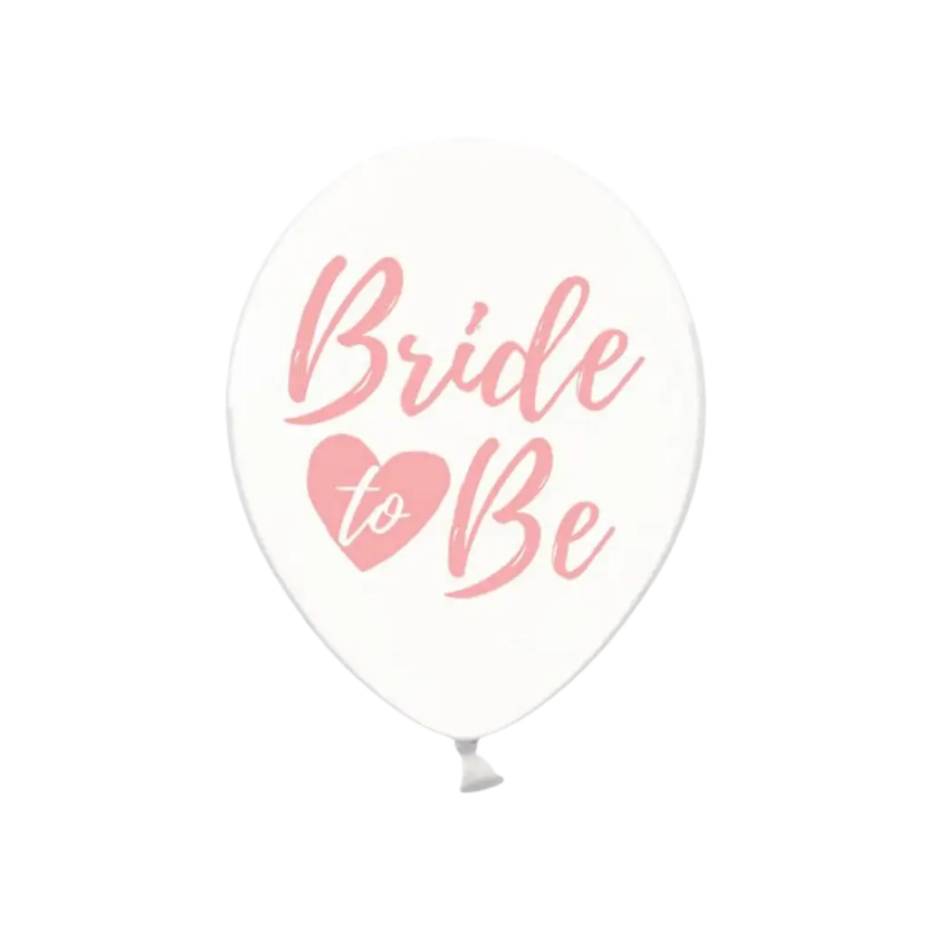 6 transparent balloons with BRIDE TO BE pink