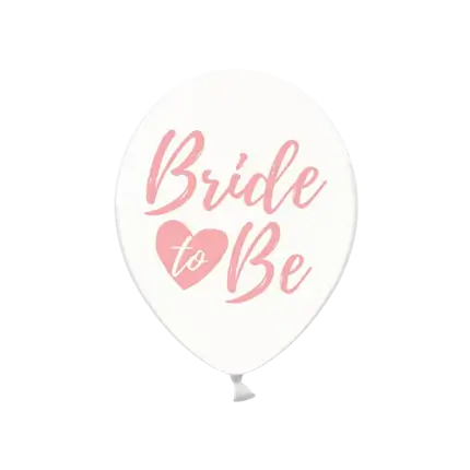 6 transparent balloons with BRIDE TO BE pink