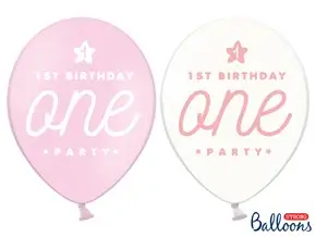 Pack of 50 1st Birthday ONE Balloons pink & clear