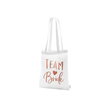 Cotton bag with TEAM BRIDE inscription pink gold
