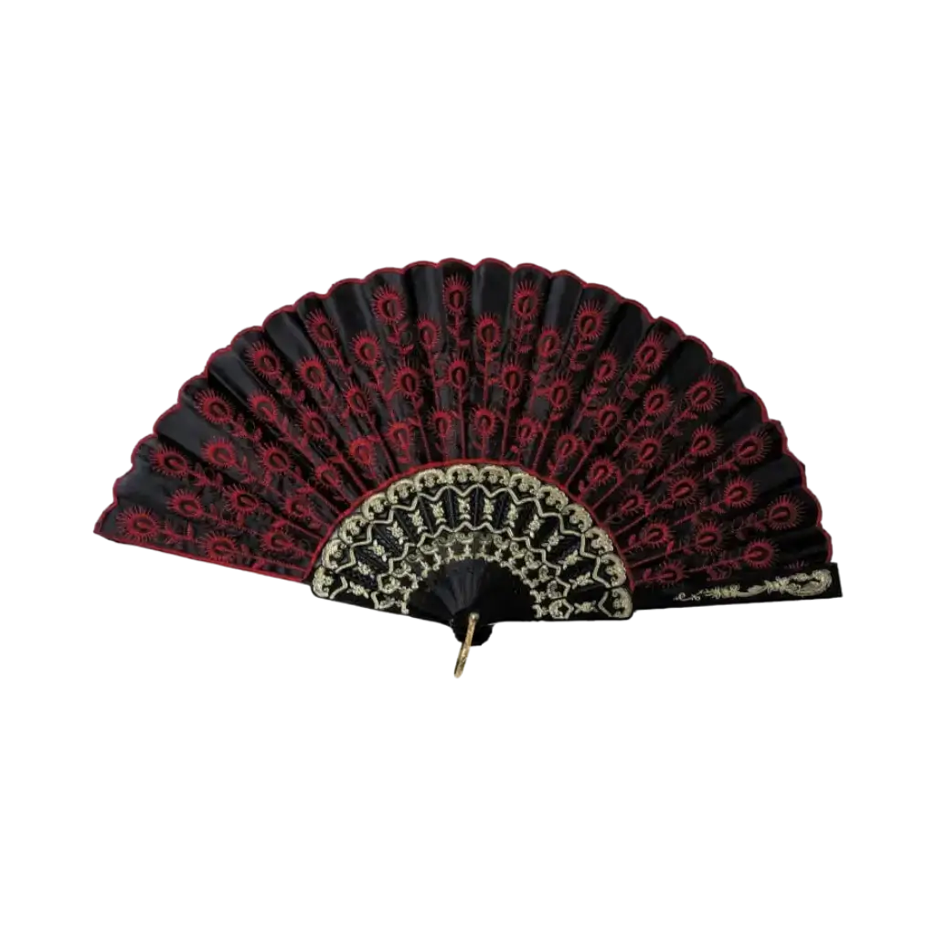 Black Fan With Red Inscription