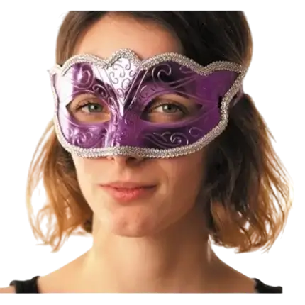 Burlesque Venetian Mask Purple With Silver Frame