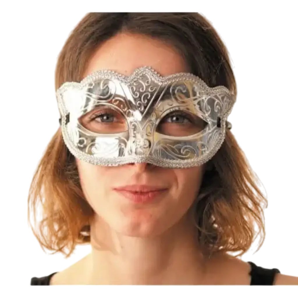 Venetian Burlesque Mask Silver