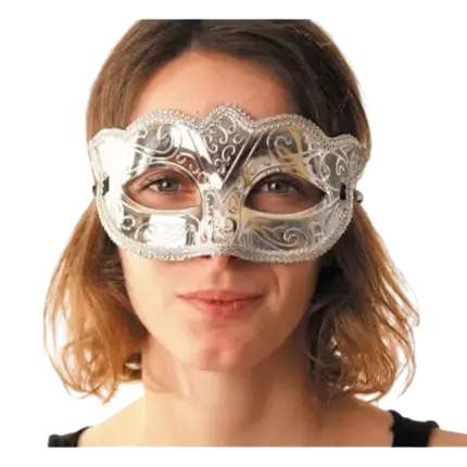 Venetian Burlesque Mask Silver
