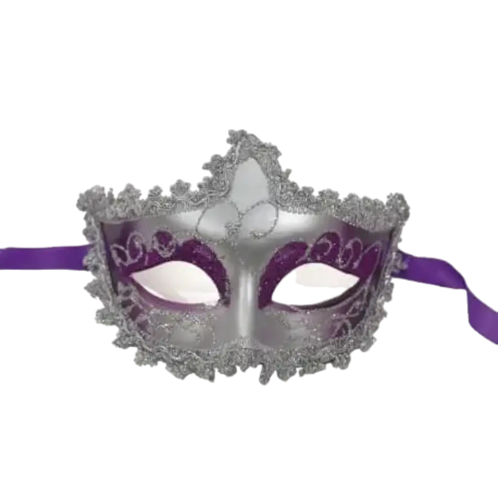 Venetian Mask Purple With Silver Frame