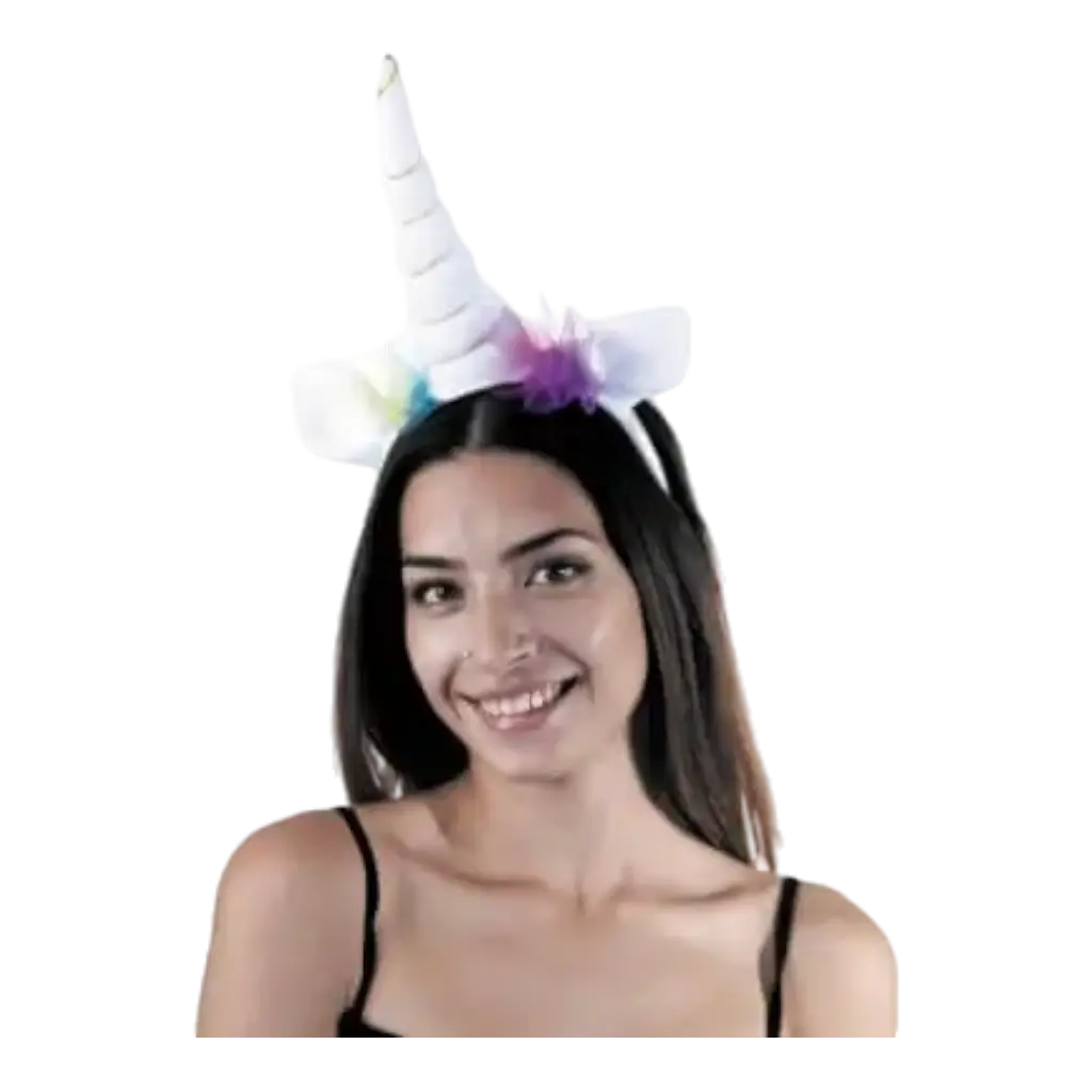 White Unicorn Headband With Multicoloured Tulle