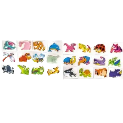 Pack of 6 3D Animal Stickers