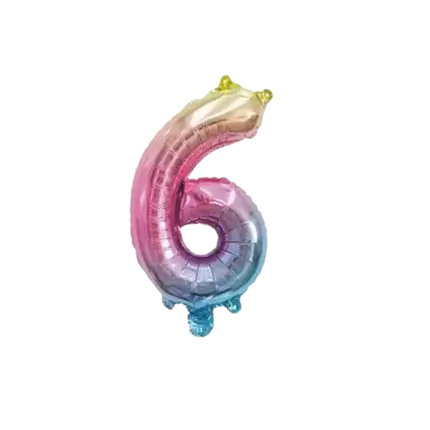 Birthday Balloon Number 6 Rainbow 36cm