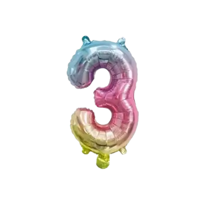 Birthday balloon number 3 Rainbow 36cm