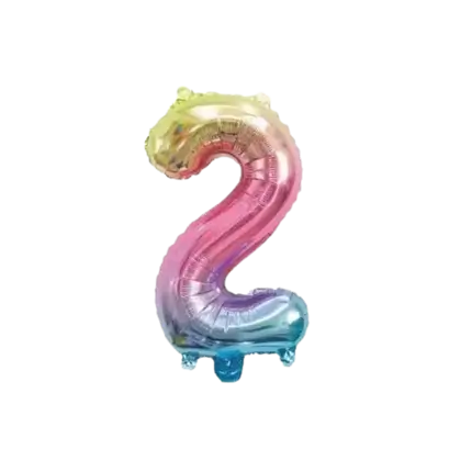 Birthday balloon number 2 Rainbow 36cm