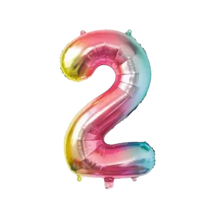Birthday balloon number 2 Rainbow 86cm