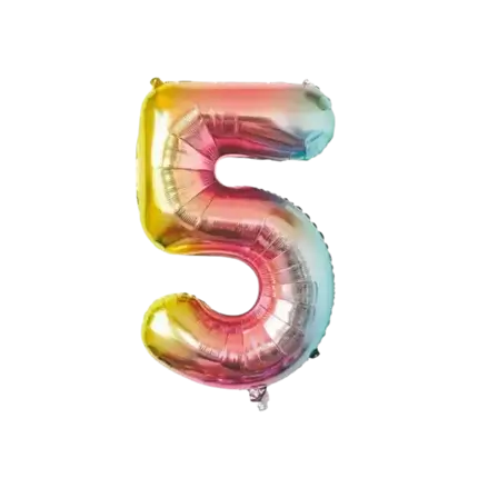 Birthday balloon number 5 Rainbow 86cm