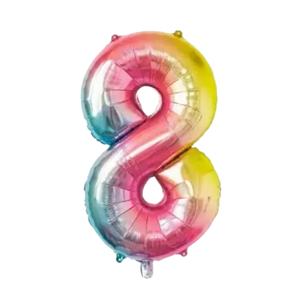 Birthday balloon number 8 Rainbow 86cm