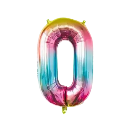 Birthday balloon number 0 Rainbow 86cm