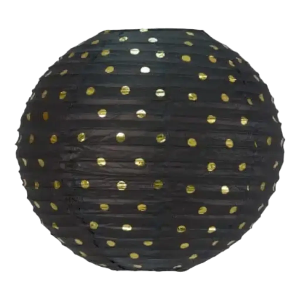 Japanese black lantern with gold dots 35cm