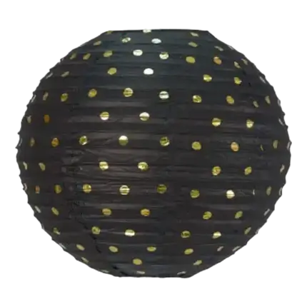 Japanese black lantern with gold dots 35cm