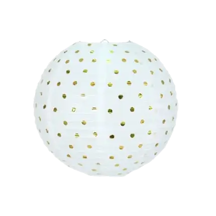 White Japanese lantern with gold dots 35cm